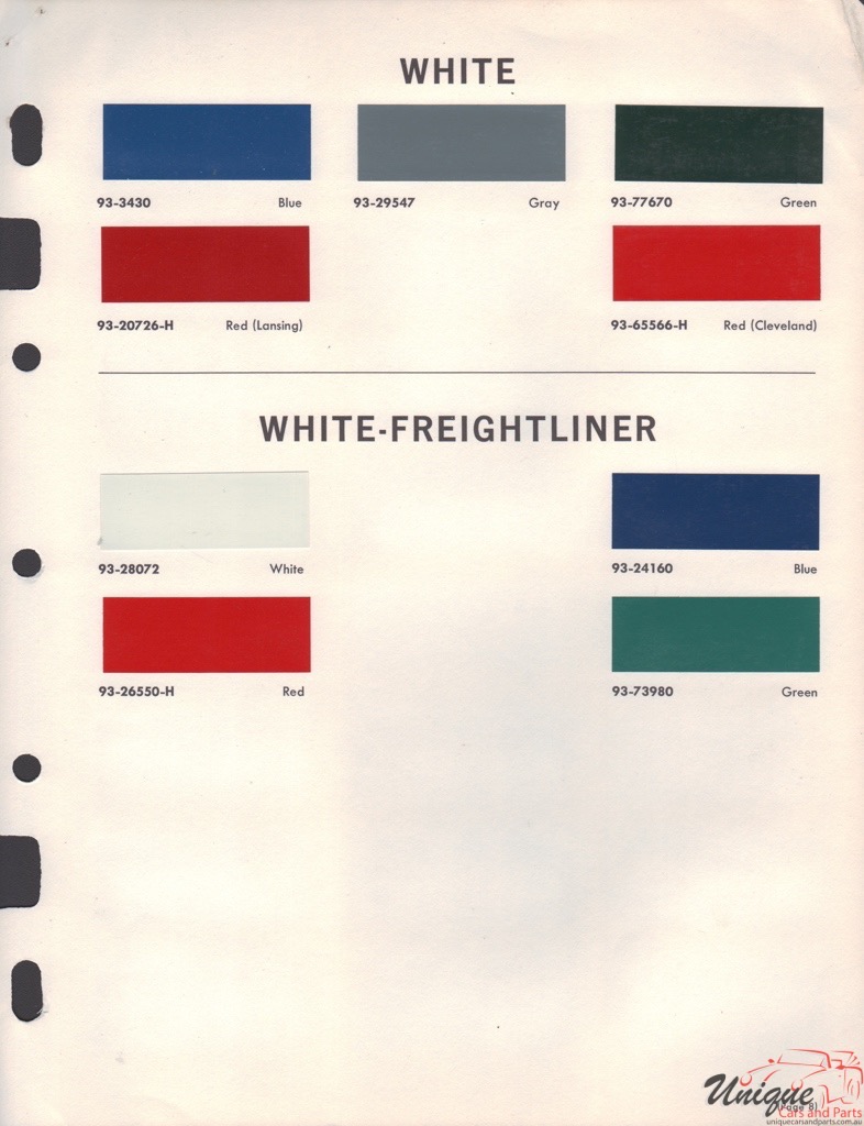 1965 White Trucks Paint Charts DuPont